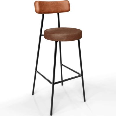 Kit 03 Banquetas Alta Bar Cozinha Sala De Jantar Milão L02 Couríssimo Camel Marrom - Lyam Decor
