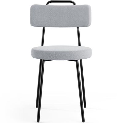 Cadeira Decorativa Estofada Para Sala De Jantar Barcelona L02 Bouclê Cinza - Lyam Decor