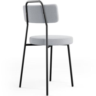 Cadeira Decorativa Estofada Para Sala De Jantar Barcelona L02 Bouclê Cinza - Lyam Decor