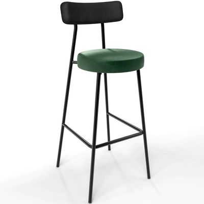 Kit 05 Banquetas Alta Bar Cozinha Sala Jantar Milão L02 Couríssimo Preto Facto Verde - Lyam Decor