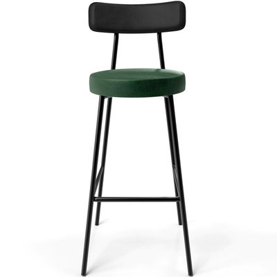 Kit 05 Banquetas Alta Bar Cozinha Sala Jantar Milão L02 Couríssimo Preto Facto Verde - Lyam Decor