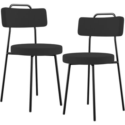 Kit 02 Cadeiras Decorativas Estofada Para Sala De Jantar Barcelona L02 Suede Preto - Lyam Decor