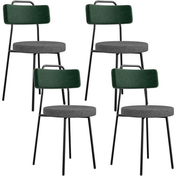 Kit 04 Cadeiras Estofada Sala De Jantar Barcelona L02 Facto Verde Musgo Linho Cinza Escuro - Lyam