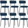 Kit 06 Cadeiras Decorativas Estofada Sala De Jantar Barcelona L02 Suede Azul Marinho - Lyam Decor