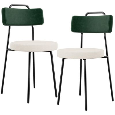 Kit 02 Cadeiras Decorativa Estofada Sala De Jantar Barcelona L02 Facto Verde Musgo Linho Cru - Lyam