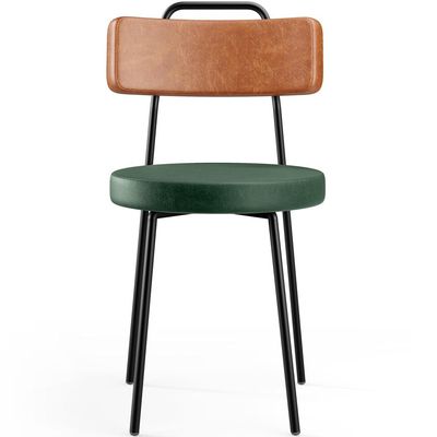 Kit 04 Cadeiras Decorativas Estofada Sala Jantar Barcelona L02 Couríssimo Camel Facto Verde - Lyam