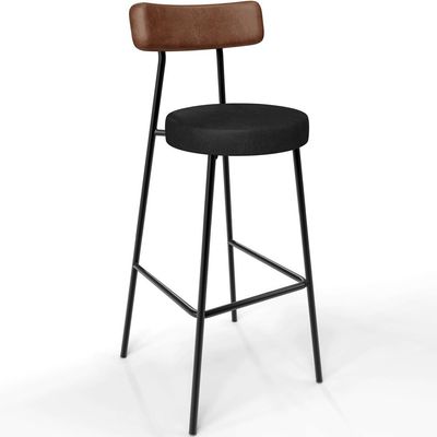 Kit 06 Banquetas Alta Bar Cozinha Sala De Jantar Milão L02 Couríssimo Marrom Preto - Lyam Decor