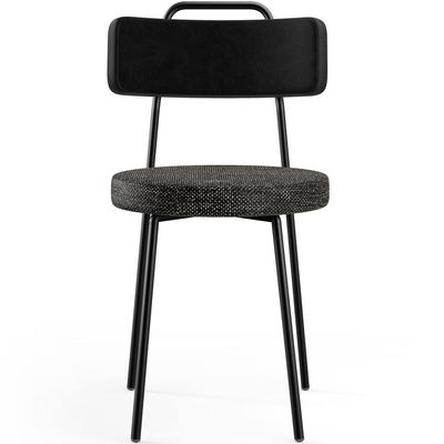 Cadeira Decorativa Estofada Para Sala De Jantar Barcelona L02 Couríssimo Preto Linho Chumbo - Lyam