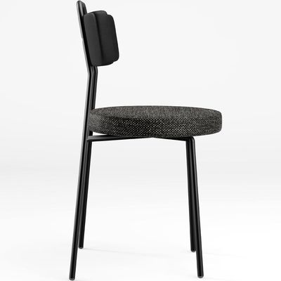 Cadeira Decorativa Estofada Para Sala De Jantar Barcelona L02 Couríssimo Preto Linho Chumbo - Lyam