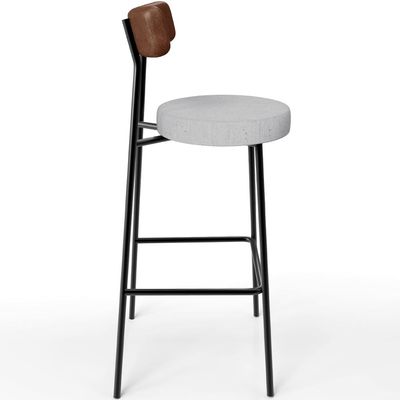 Banqueta Alta Bar Cozinha Sala De Jantar Milão L02 Couríssimo Marrom Linho Cinza - Lyam Decor