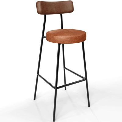 Kit 04 Banquetas Alta Bar Cozinha Sala De Jantar Milão L02 Couríssimo Marrom Camel - Lyam Decor