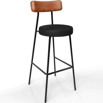 Kit 02 Banquetas Alta Bar Cozinha Sala De Jantar Milão L02 Couríssimo Camel Preto - Lyam Decor