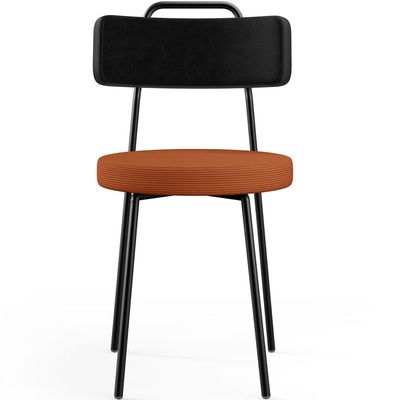 Kit 06 Cadeiras Estofada Para Sala De Jantar Barcelona L02 Couríssimo Preto Tecido Terracota - Lyam