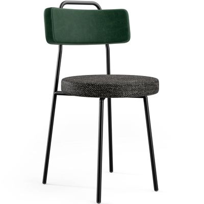 Kit 08 Cadeiras Decorativa Estofada Sala Jantar Barcelona L02 Facto Verde Musgo Linho Chumbo - Lyam