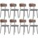 Kit 08 Cadeiras Decorativas Estofada Sala Jantar Barcelona L02 Couríssimo Marrom Pied Poule - Lyam