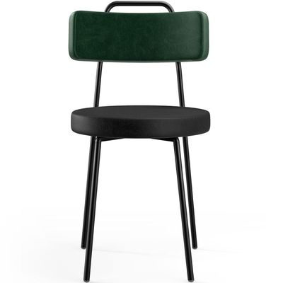 Cadeira Decorativa Estofada Sala Jantar Barcelona L02 Facto Verde Musgo Couríssimo Preto - Lyam