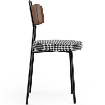 Cadeira Decorativa Estofada Para Sala De Jantar Barcelona L02 Couríssimo Marrom Pied Poule - Lyam