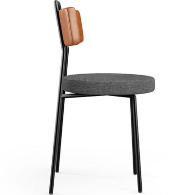 Cadeira Decorativa Estofada Sala De Jantar Barcelona L02 Couríssimo Camel Linho Cinza Escuro - Lyam
