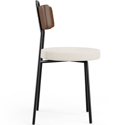 Cadeira Decorativa Estofada Para Sala De Jantar Barcelona L02 Couríssimo Marrom Linho Cru - Lyam