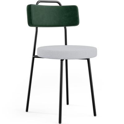 Kit 02 Cadeiras Decorativa Estofada Sala Jantar Barcelona L02 Facto Verde Musgo Linho Cinza - Lyam