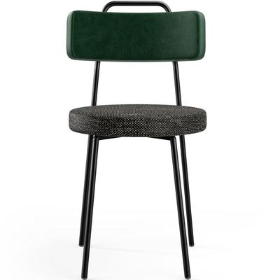 Kit 02 Cadeiras Decorativa Estofada Sala Jantar Barcelona L02 Facto Verde Musgo Linho Chumbo - Lyam
