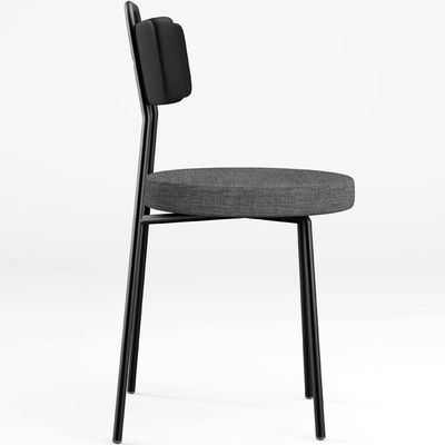 Cadeira Decorativa Estofada Sala Jantar Barcelona L02 Couríssimo Preto Linho Cinza Escuro - Lyam