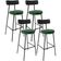 Kit 04 Banquetas Alta Bar Cozinha Sala Jantar Milão L02 Couríssimo Preto Facto Verde - Lyam Decor
