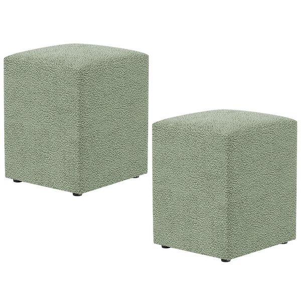 Kit 02 Puffs Quadrado Decorativo Sala De Estar L02 Bouclê Oliva - Lyam Decor