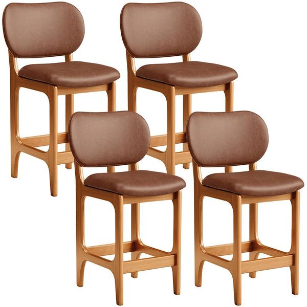 Kit 04 Banquetas Baixa Bar Cozinha E Sala De Jantar Fixa Betta L02 Imbuia Couríssimo Marrom - Lyam Decor