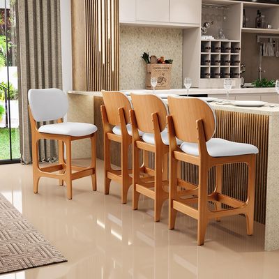 Banqueta Baixa Bar Cozinha E Sala De Jantar Fixa Betta L02 Imbuia Facto Branco - Lyam Decor