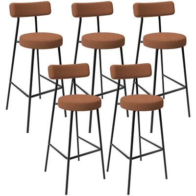 Kit 05 Banquetas Alta Bar Cozinha Sala De Jantar Em Aço Milão L02 Bouclê Terracota - Lyam Decor