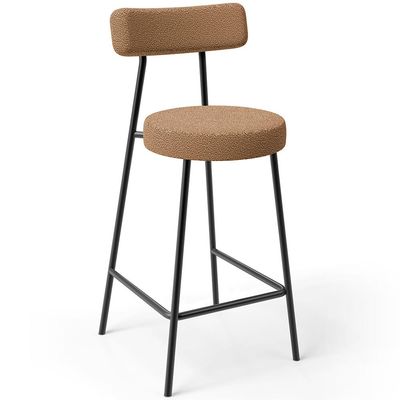 Kit 02 Banquetas Baixa Para Cozinha Sala De Jantar Bar Bancada Milão L02 Bouclê Mostarda - Lyam Decor
