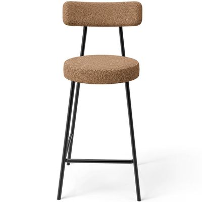Kit 02 Banquetas Baixa Para Cozinha Sala De Jantar Bar Bancada Milão L02 Bouclê Mostarda - Lyam Decor
