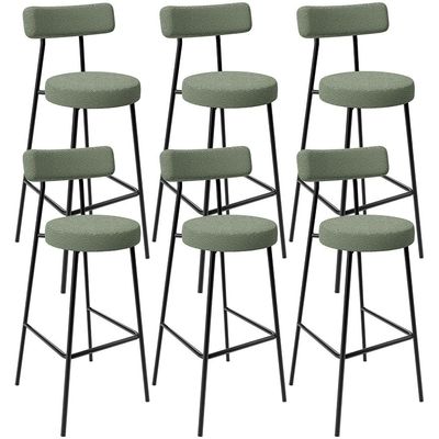 Kit 06 Banquetas Alta Bar Cozinha Sala De Jantar Estrutura Em Aço Milão Bouclê Oliva - Lyam Decor
