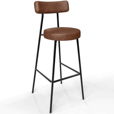 Kit 05 Banquetas Alta Bar Cozinha Sala De Jantar Em Aço Milão L02 Couríssimo Marrom - Lyam Decor