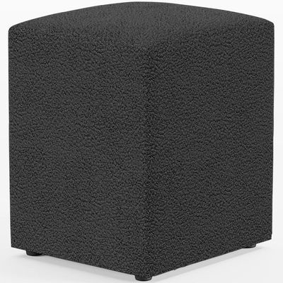 Kit 03 Puffs Quadrado Decorativo L02 Bouclê Preto - Lyam Decor