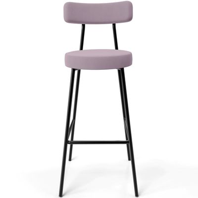 Kit 02 Banquetas Alta Cozinha Bar Sala Jantar Estrutura Em Aço Milão L02 Suede Rosê - Lyam Decor