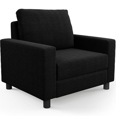 Poltrona Decorativa Para Sala De Estar E Recepção Malta L02 Bouclê Preto - Lyam Decor