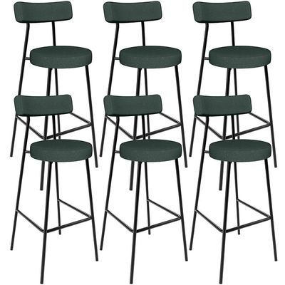 Kit 06 Banquetas Alta Cozinha Bar Sala De Jantar Em Aço Milão L02 Linho Verde Musgo - Lyam Decor