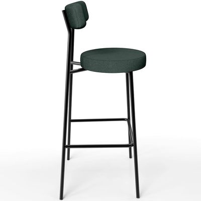 Kit 06 Banquetas Alta Cozinha Bar Sala De Jantar Em Aço Milão L02 Linho Verde Musgo - Lyam Decor