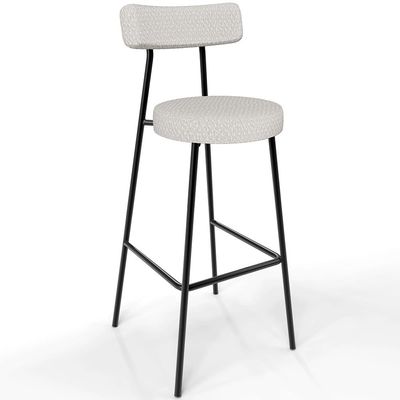 Kit 06 Banquetas Altas Cozinha Bar Sala De Jantar Em Aço Milão L02 Bouclê Cru - Lyam Decor