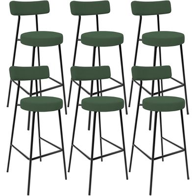 Kit 06 Banquetas Baixa Bar Cozinha Sala De Jantar Milão L02 Suede Verde Musgo - Lyam Decor