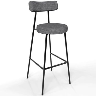 Kit 05 Banquetas Altas Cozinha Bar Sala De Jantar Em Aço Milão L02 Linho Cinza Escuro - Lyam Decor