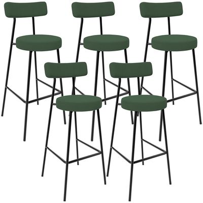 Kit 05 Banquetas Alta Bar Cozinha Sala De Jantar Em Aço Milão F01 Suede Verde Musgo - Lyam Decor