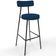 Banqueta Baixa Bar Cozinha Sala De Jantar Estrutura Em Aço Milão L02 Suede Azul Marinho - Lyam Decor