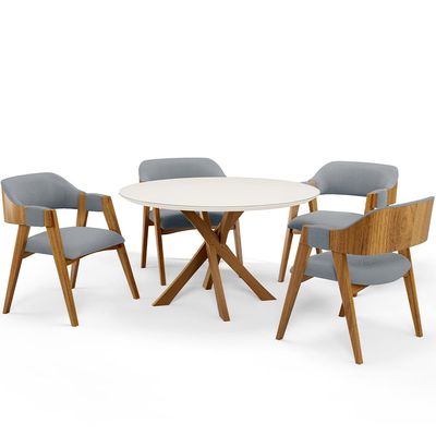 Cadeira Para Sala de Jantar e Estar Living Estofada Suran L02 Bouclê Cinza - Lyam