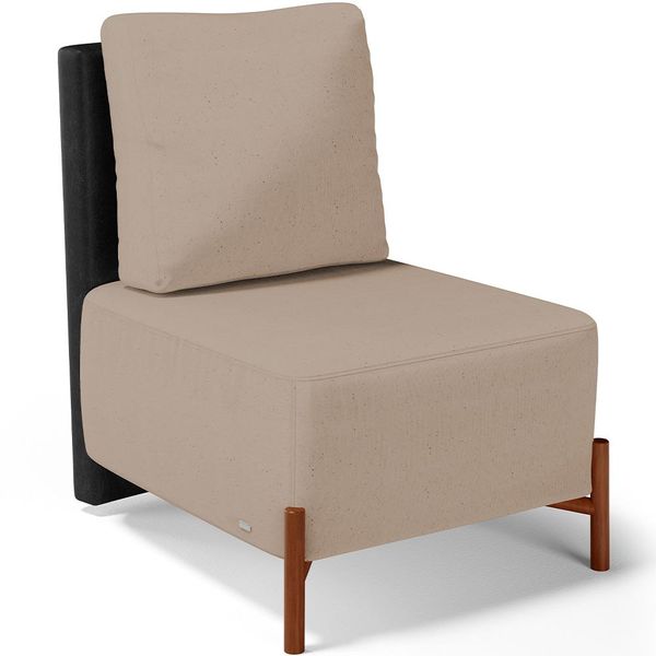 Poltrona Decorativa Sala de Estar Living Hungria L02 Couríssimo Preto Linho Bege Escuro - Lyam