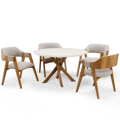 Cadeira Para Sala de Jantar e Estar Living Estofada Suran L02 Bouclê Creme - Lyam
