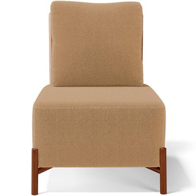 Poltrona Decorativa Sala de Estar Living Hungria L02 Couríssimo Camel Bouclê Mostarda - Lyam