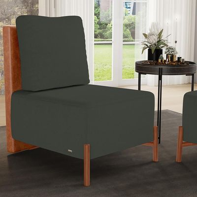 Poltrona Decorativa Sala de Estar Living Hungria L02 Couríssimo Camel Linho Verde Musgo - Lyam